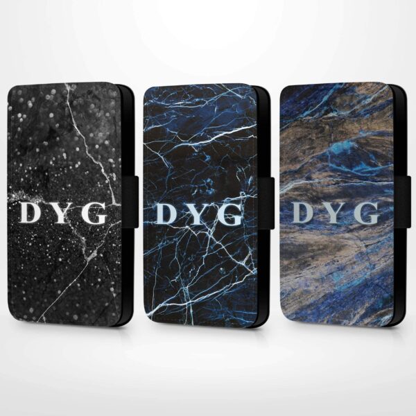 Dark Marble with Initials | Galaxy Wallet Phone Case - Cornish Custom Creations