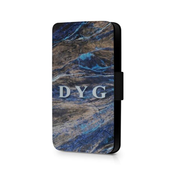 Dark Marble with Initials | Galaxy Wallet Phone Case - Cornish Custom Creations