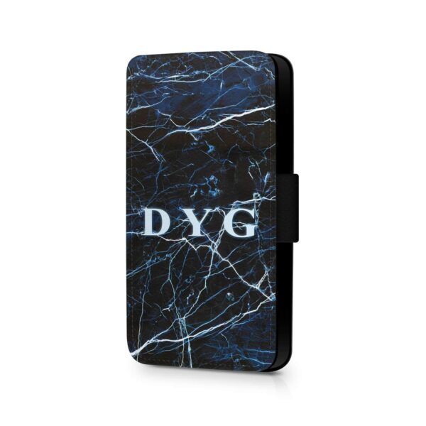 Dark Marble with Initials | Galaxy Wallet Phone Case - Cornish Custom Creations