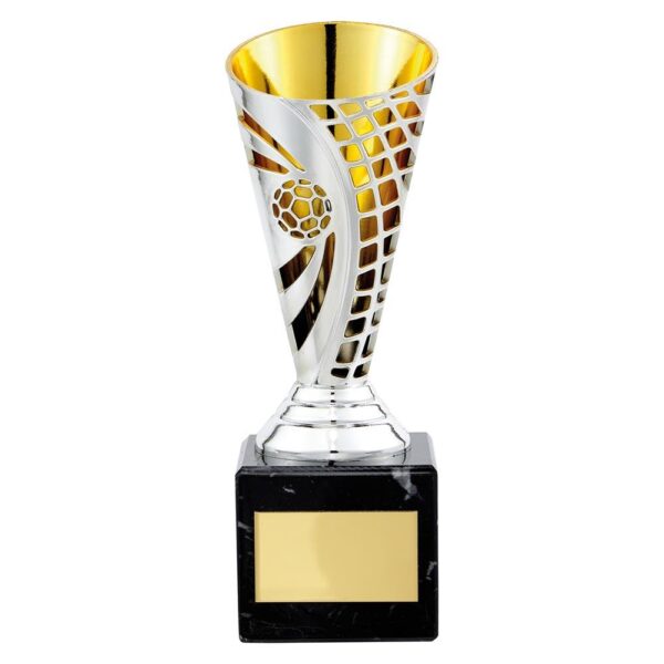 Defender Football Trophy Cup Silver & Gold - Cornish Custom Creations