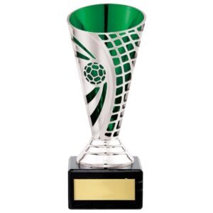 Defender Football Trophy Cup Silver & Green - Cornish Custom Creations