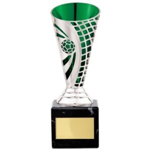 Defender Football Trophy Cup Silver & Green - Cornish Custom Creations