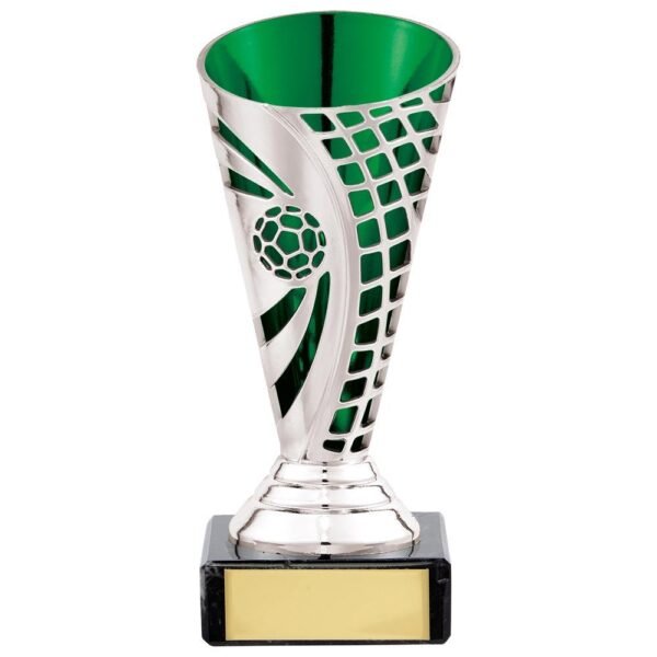 Defender Football Trophy Cup Silver & Green - Cornish Custom Creations