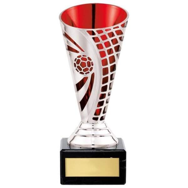 Defender Football Trophy Cup Silver & Red - Cornish Custom Creations