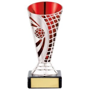 Defender Football Trophy Cup Silver & Red - Cornish Custom Creations