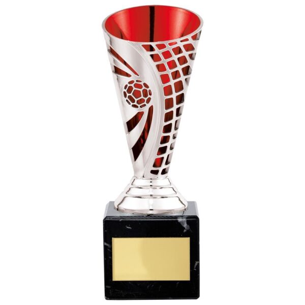 Defender Football Trophy Cup Silver & Red - Cornish Custom Creations