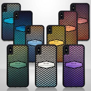 Geometric Hollow Design with Text - iPhone Black Rubber Case - Cornish Custom Creations