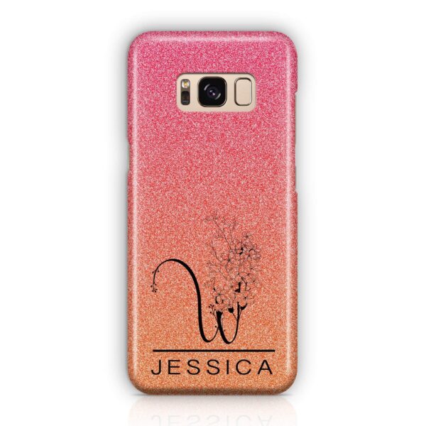 Glitter Floral Initial and Name - Samsung Galaxy Phone Case - Cornish Custom Creations