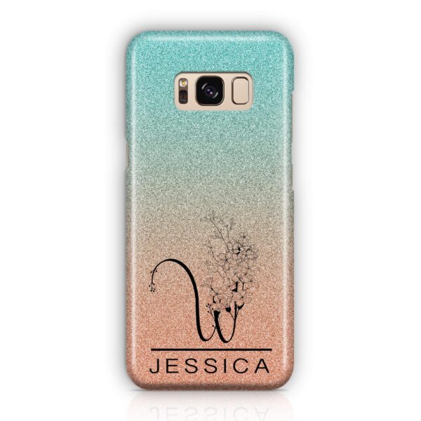 Glitter Floral Initial and Name - Samsung Galaxy Phone Case - Cornish Custom Creations