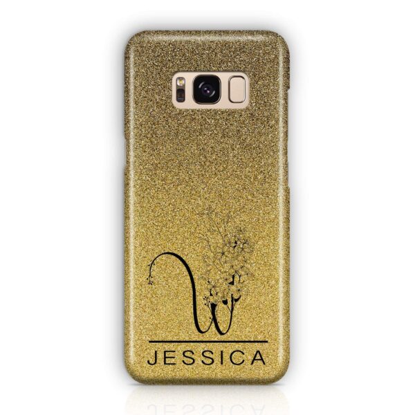 Glitter Floral Initial and Name - Samsung Galaxy Phone Case - Cornish Custom Creations