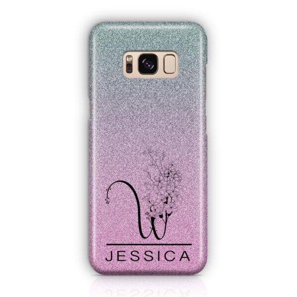 Glitter Floral Initial and Name - Samsung Galaxy Phone Case - Cornish Custom Creations