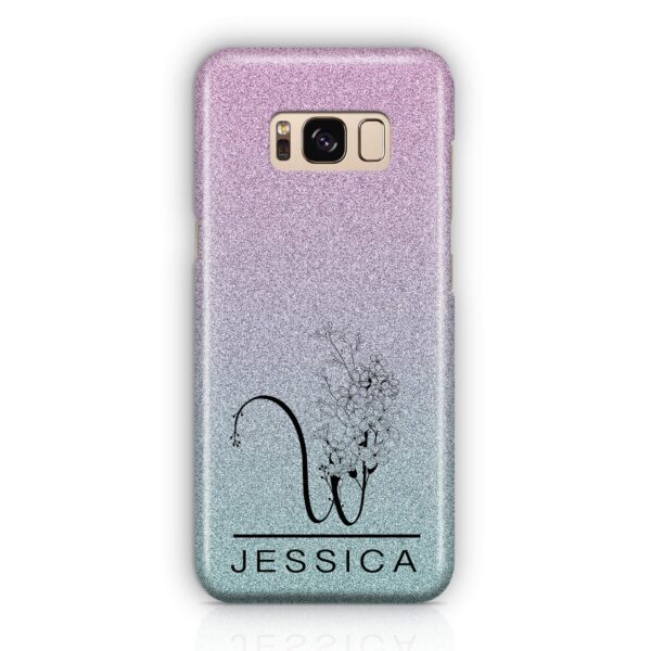 Glitter Floral Initial and Name - Samsung Galaxy Phone Case - Cornish Custom Creations