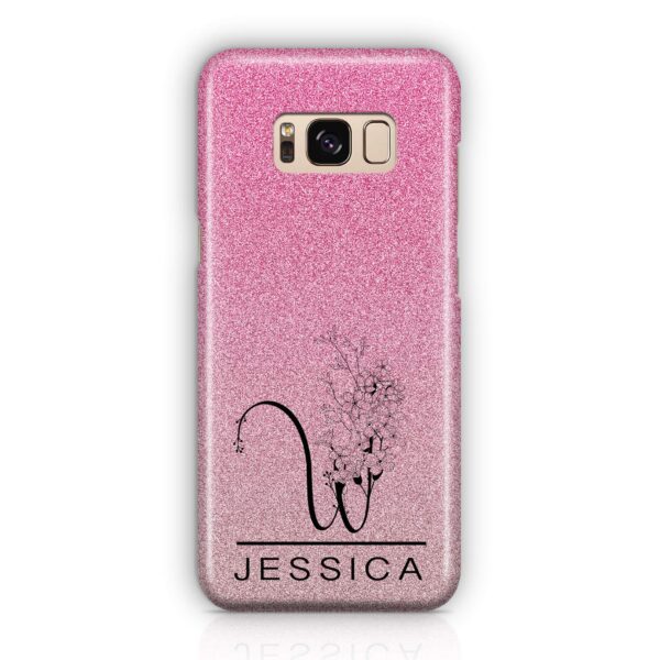 Glitter Floral Initial and Name - Samsung Galaxy Phone Case - Cornish Custom Creations