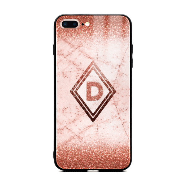 Glitter Marble Diamond with Initial - iPhone Glass Phone Case - Cornish Custom Creations