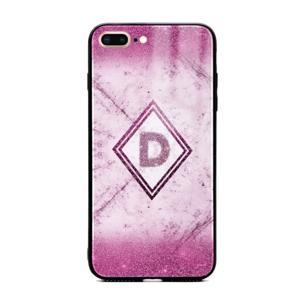 Glitter Marble Diamond with Initial - iPhone Glass Phone Case - Cornish Custom Creations