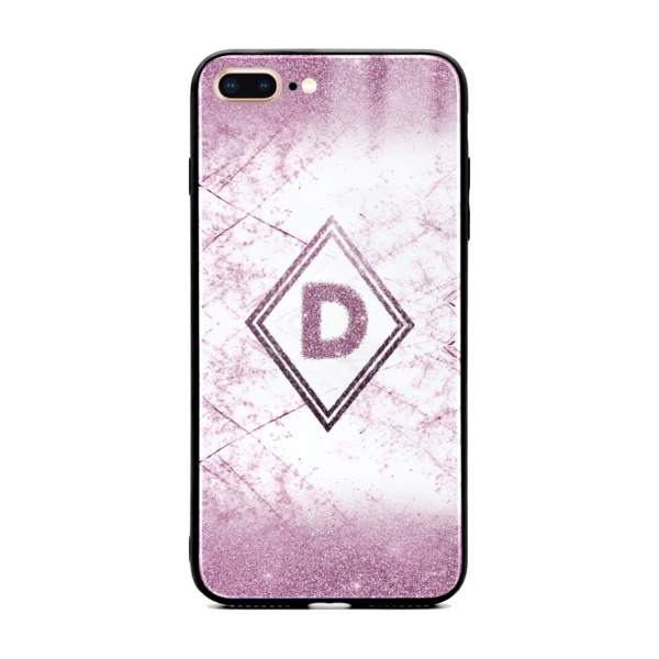 Glitter Marble Diamond with Initial - iPhone Glass Phone Case - Cornish Custom Creations