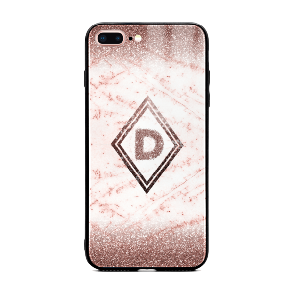 Glitter Marble Diamond with Initial - iPhone Glass Phone Case - Cornish Custom Creations