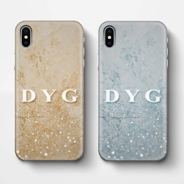 Glitter Marble With Initials - iPhone 3D Custom Phone Case - Cornish Custom Creations