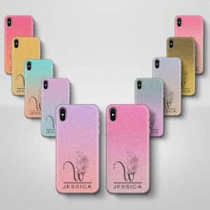 Glitter Ombre With Initial & Name - iPhone 3D Custom Phone Case - Cornish Custom Creations