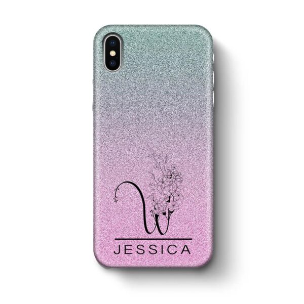 Glitter Ombre With Initial & Name - iPhone 3D Custom Phone Case - Cornish Custom Creations