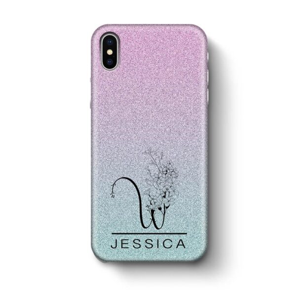 Glitter Ombre With Initial & Name - iPhone 3D Custom Phone Case - Cornish Custom Creations