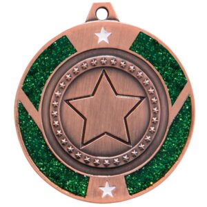 Glitter Star Medal Bronze & Green - Cornish Custom Creations