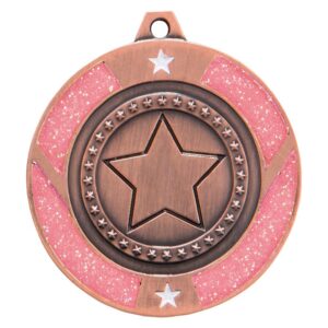 Glitter Star Medal Bronze & Pink - Cornish Custom Creations