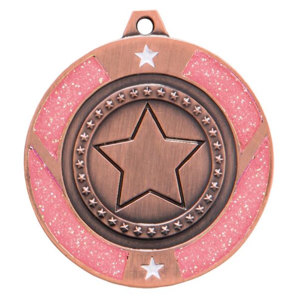 Glitter Star Medal Bronze & Pink - Cornish Custom Creations