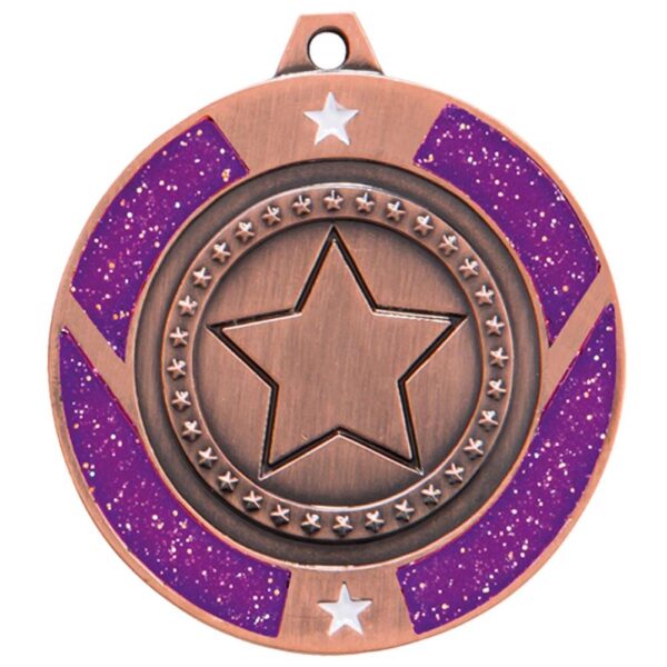 Glitter Star Medal Bronze & Purple - Cornish Custom Creations