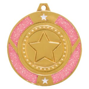 Glitter Star Medal Gold & Pink - Cornish Custom Creations