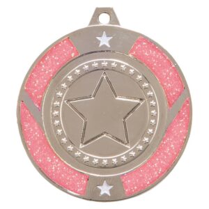 Glitter Star Medal Silver & Pink - Cornish Custom Creations