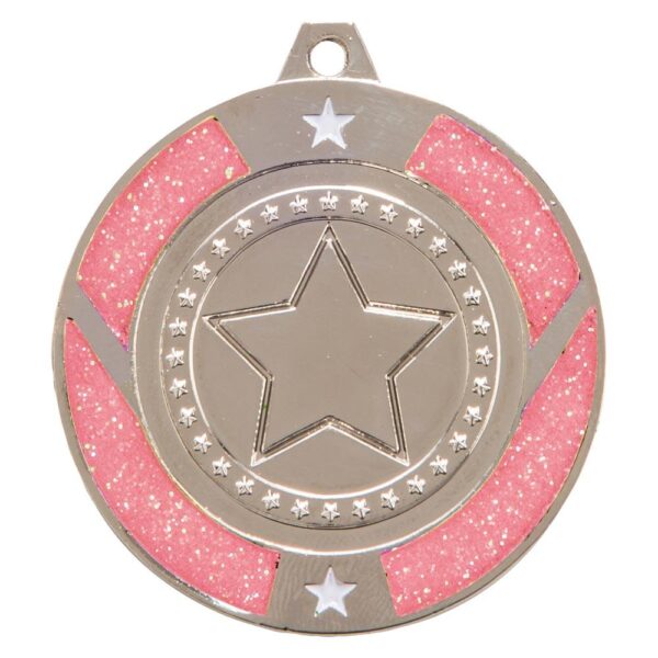 Glitter Star Medal Silver & Pink - Cornish Custom Creations