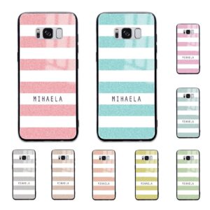 Glitter Stripes - Samsung Galaxy Name Glass phone case - Cornish Custom Creations