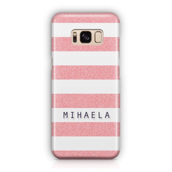 Glitter Stripes With Name - Galaxy 3D Custom Phone Case - Cornish Custom Creations