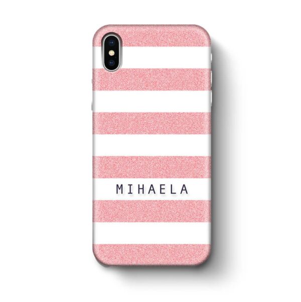 Glitter Stripes With Name - iPhone 3D Custom Phone Case - Cornish Custom Creations