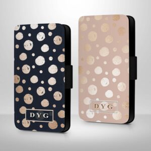 Glossy Dots Pattern with Initials | iPhone Wallet Case - Cornish Custom Creations