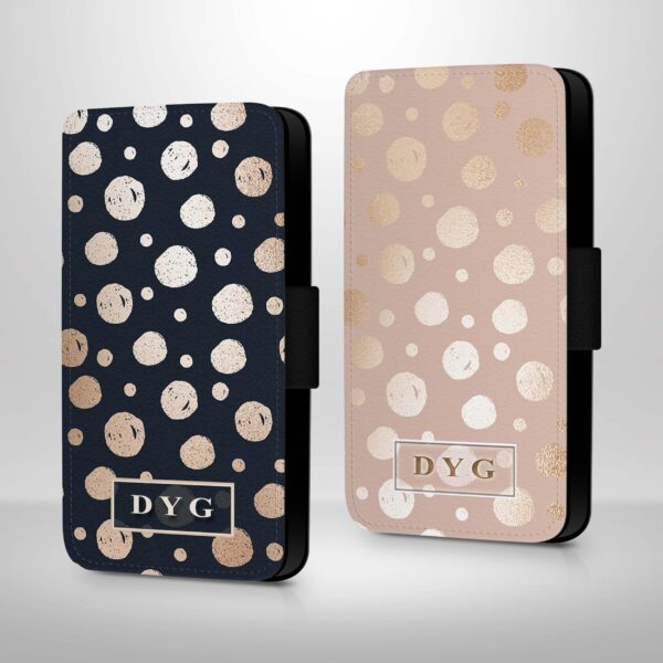 Glossy Dots Pattern with Initials | iPhone Wallet Case - Cornish Custom Creations