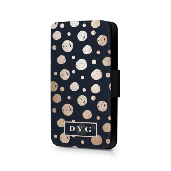 Glossy Dots Pattern with Initials | iPhone Wallet Case - Cornish Custom Creations