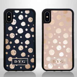 Glossy Dots with Initials - iPhone Black Rubber Phone Case - Cornish Custom Creations