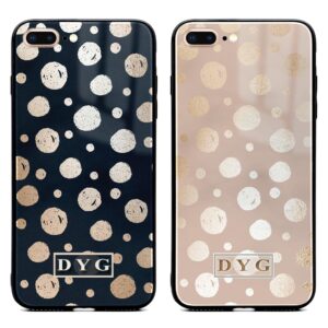 Glossy Dots with Initials - iPhone Glass Phone Case - Cornish Custom Creations
