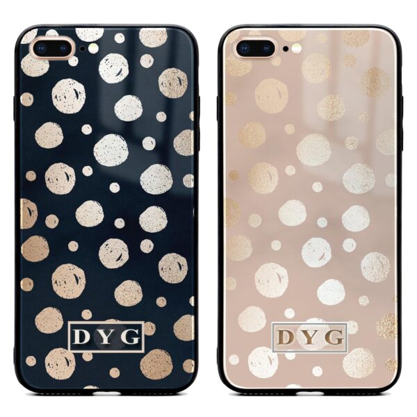 Glossy Dots with Initials - iPhone Glass Phone Case - Cornish Custom Creations