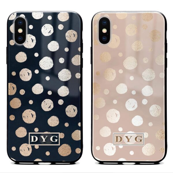 Glossy Dots with Initials - iPhone Glass Phone Case - Cornish Custom Creations