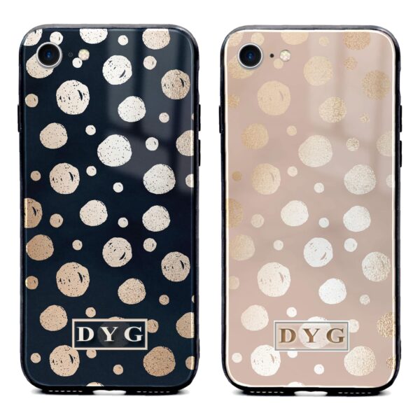 Glossy Dots with Initials - iPhone Glass Phone Case - Cornish Custom Creations