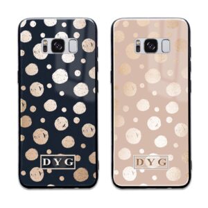Glossy Dots with Initials - Samsung Galaxy Glass Phone Case - Cornish Custom Creations