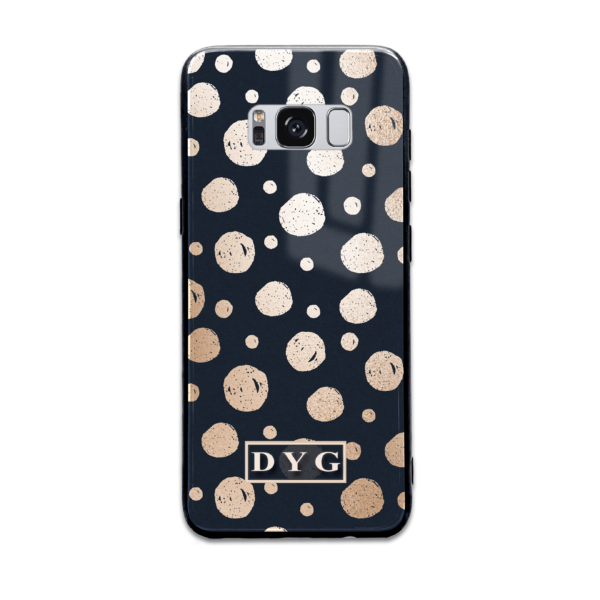Glossy Dots with Initials - Samsung Galaxy Glass Phone Case - Cornish Custom Creations