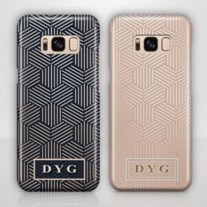 Glossy Geometric Pattern With Initials - Galaxy 3D Phone Case - Cornish Custom Creations