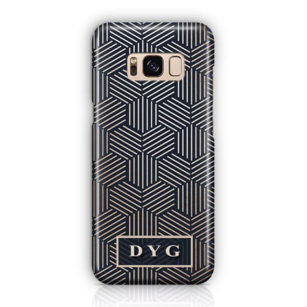Glossy Geometric Pattern With Initials - Galaxy 3D Phone Case - Cornish Custom Creations