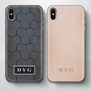 Glossy Geometric Pattern With Initials - iPhone 3D Phone Case - Cornish Custom Creations