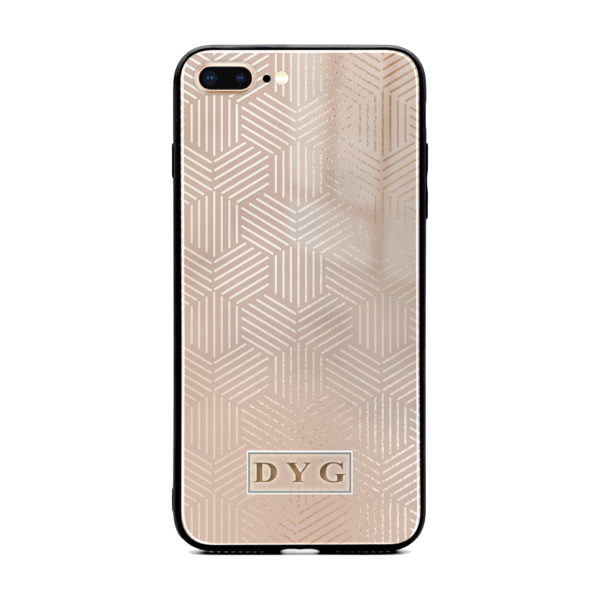 Glossy Geometric Pattern with Initials - iPhone Glass Phone Case - Cornish Custom Creations