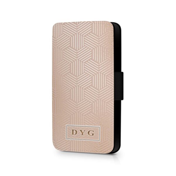 Glossy Geometric Pattern with Initials | iPhone Wallet Case - Cornish Custom Creations